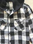 Flannel Shirt w/ Hoodie - B/WH