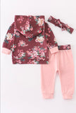 Maroon/Pink Floral 3-Pc Set