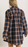 Navy Caramel Flannel Shirt - PLUS