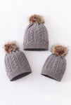 Grey Baby/Toddler/Adult Cable Knit Hat