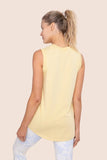 Notched Sleeveless Flowy Tank Top - Yellow