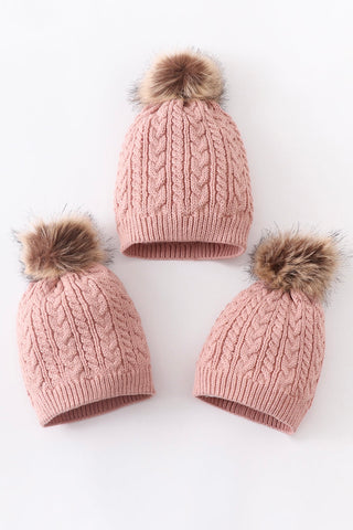 Dust Rose Baby/Toddler/Adult Cable Knit Hats